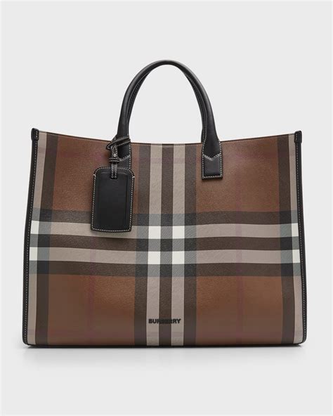 burberry denny checked tote bag|Burberry Men's Denny Giant Check Cotton Tote Bag.